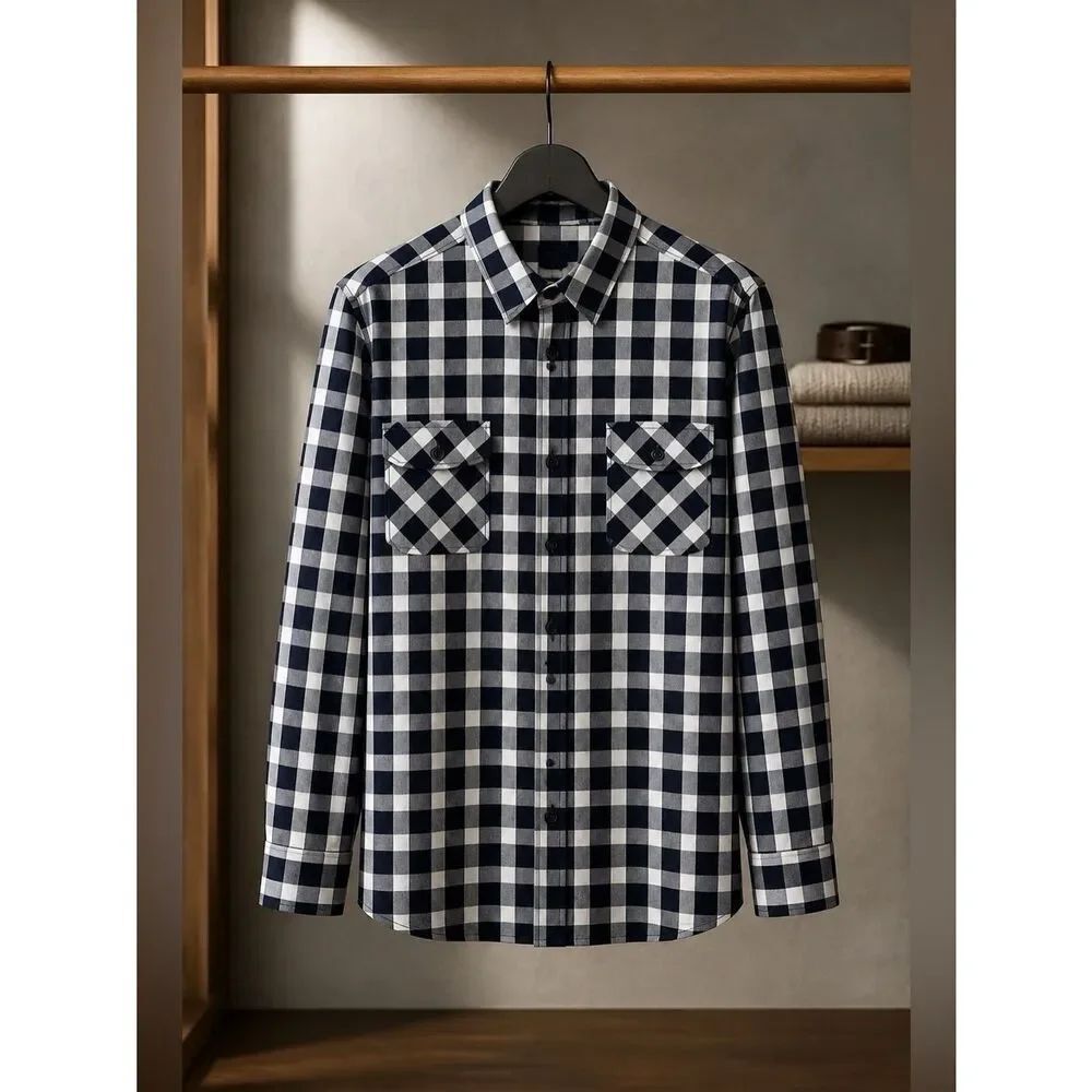 Men’s Shirt Black and White Long Sleeve Button Down